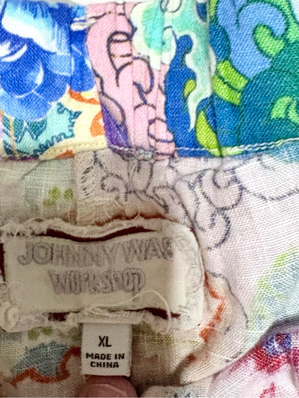 Johnny Was Multicolor Floral Patchwork Tie-Waist Shorts - Picture 2 of 9